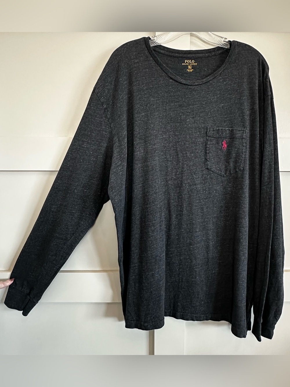 Polo Ralph Lauren Heather Black Long Sleeve Crewneck Pony Logo Shirt Men’s XL